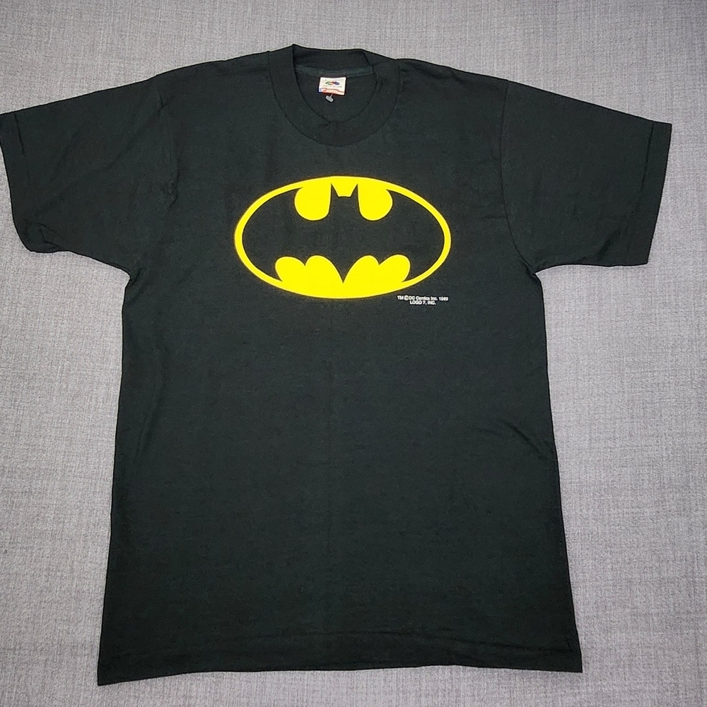 Batman × Fruit Of The Loom Made In USA Single Stitch Black Logo Tee Shirt Large